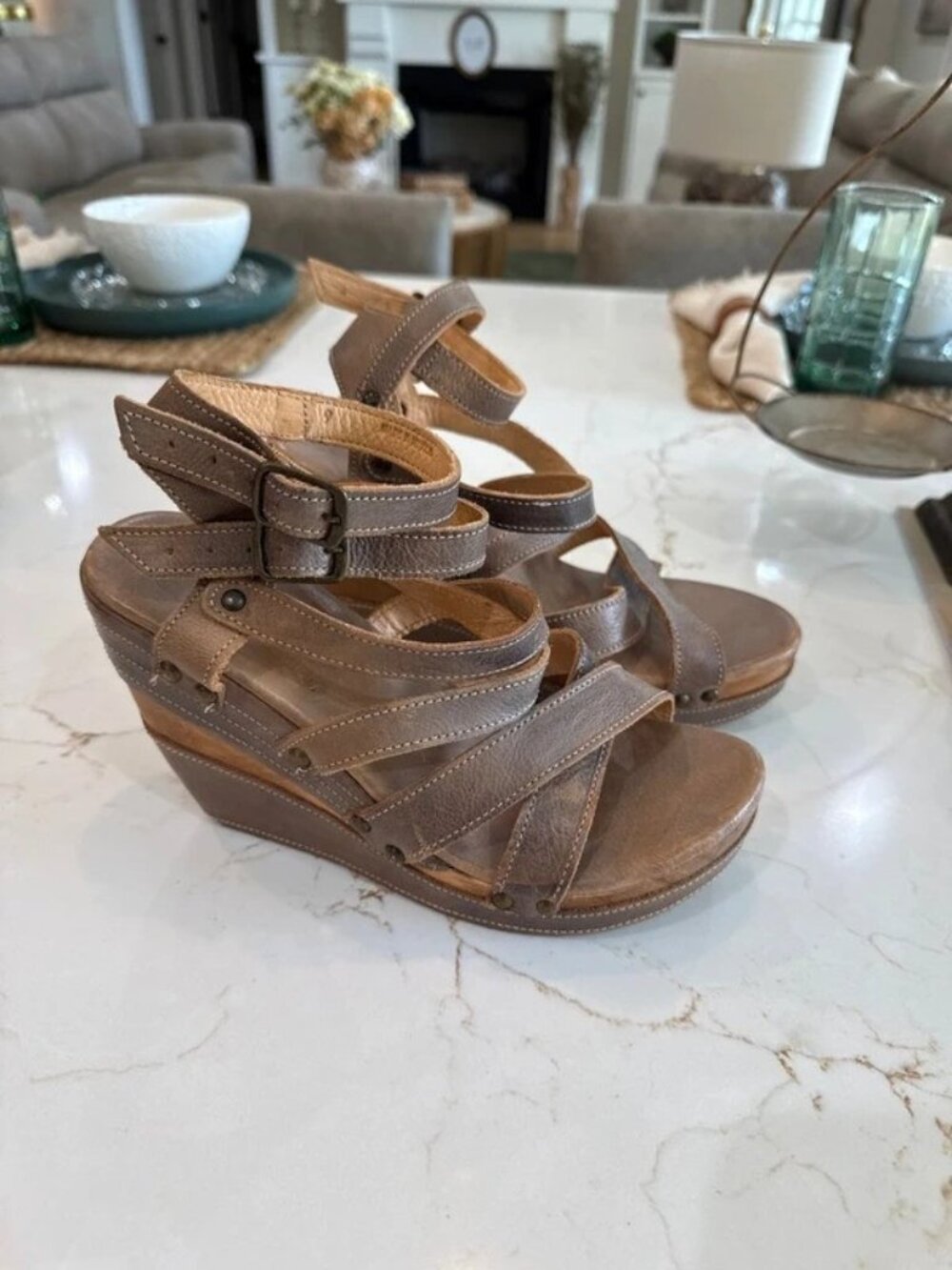 BED|STÜ Juliana Wedge Sandals Women's Size 9